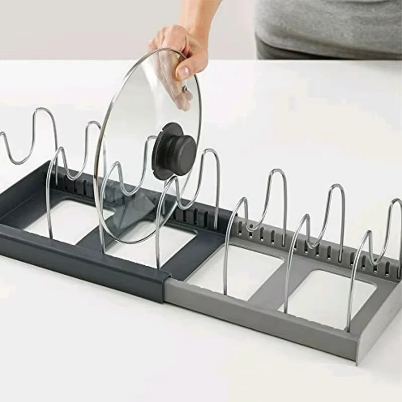 Expandable Pot, Pan & Lid Organizer Rack