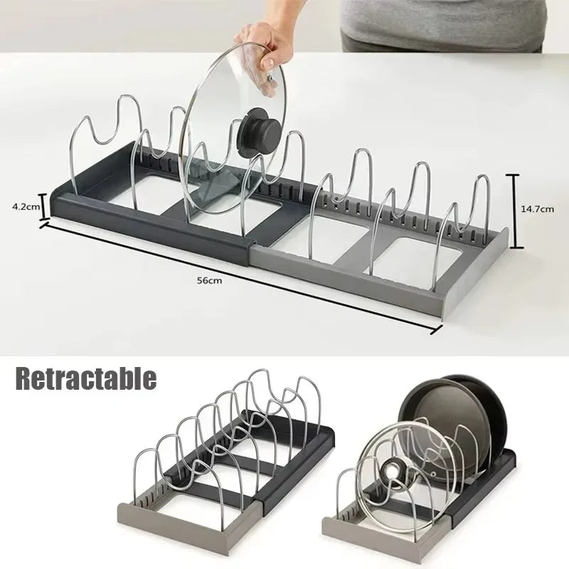 Expandable Pot, Pan & Lid Organizer Rack