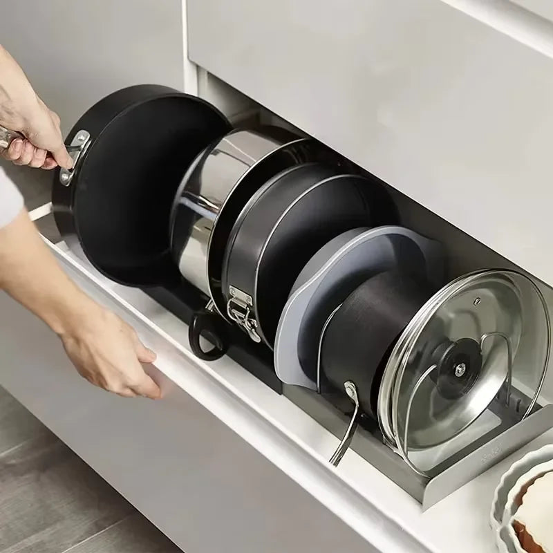 Expandable Pot, Pan & Lid Organizer Rack