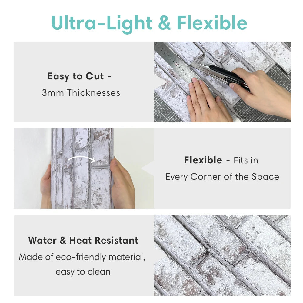 Peel & Stick Faux Brick Wall Panels | Easy DIY Home Makeover