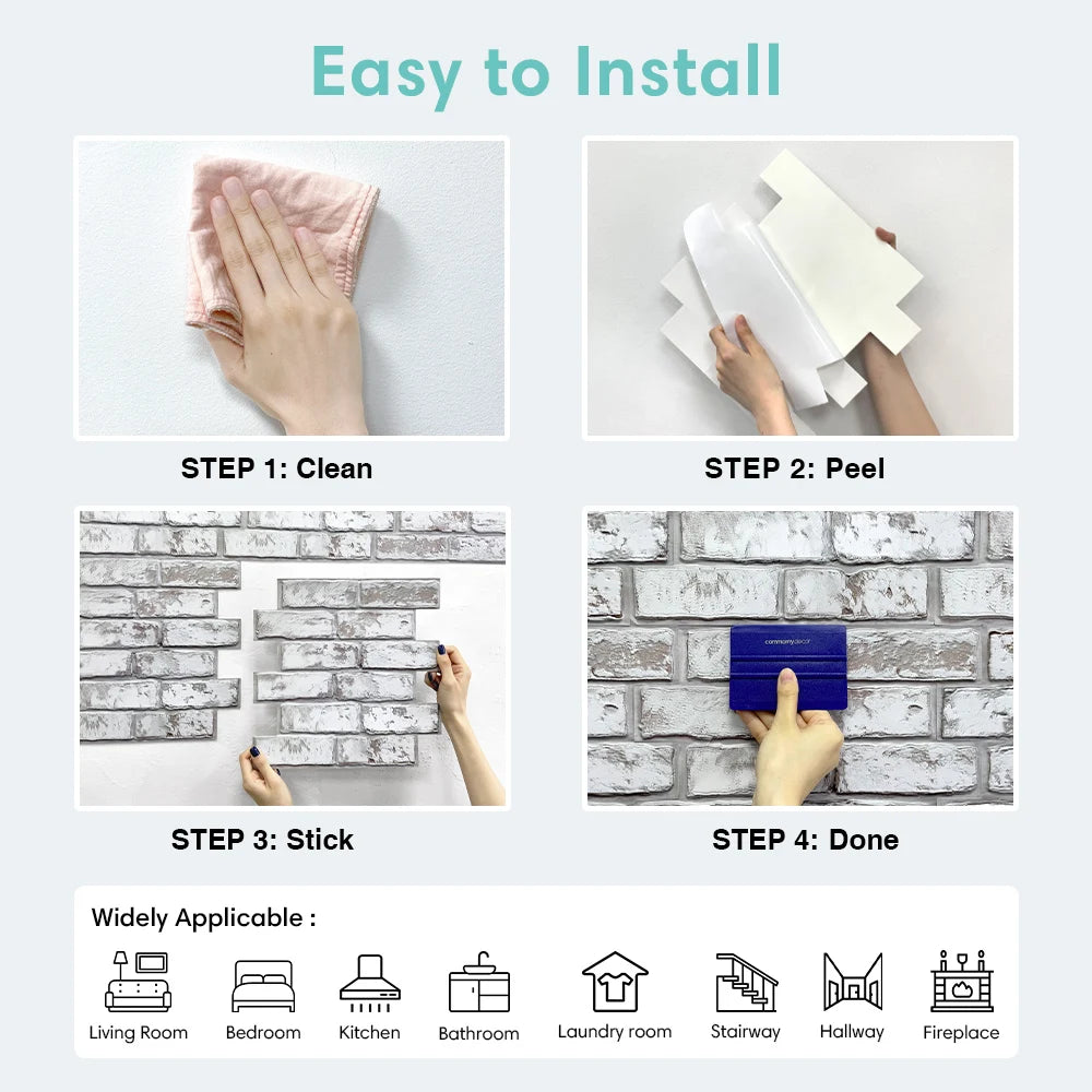 Peel & Stick Faux Brick Wall Panels | Easy DIY Home Makeover